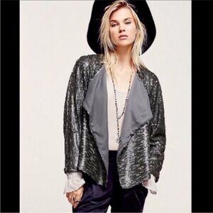 FREE PEOPLE Sequin Drippy Jacket Size Small